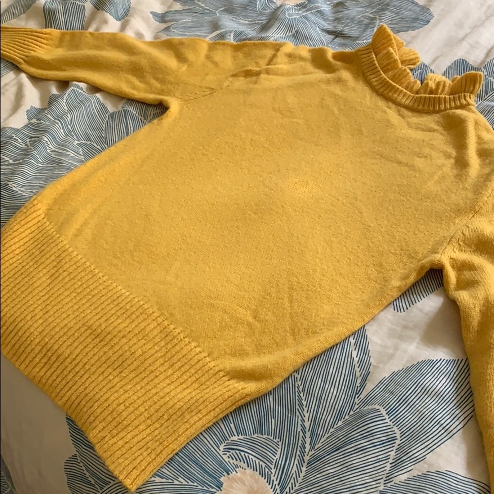 Jcrew Ruffle Neck Yellow Sweater - Picture 4 of 5